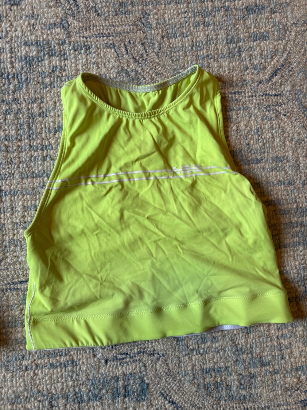 Adam Selman Sport Cropped Running Top Size M Racerback Neon Yellow